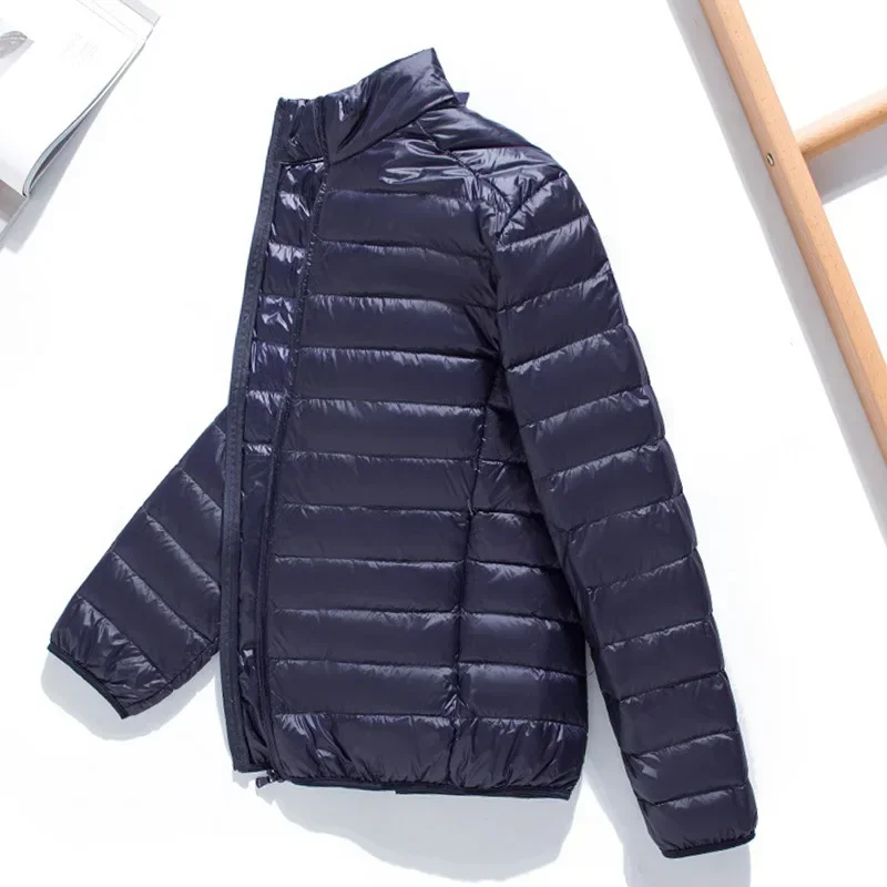 Piumino da uomo ultraleggero con colletto in piedi, da viaggio, ultraleggero e portatile, nuova serie, caldo piumino d'anatra bianco pieghevole