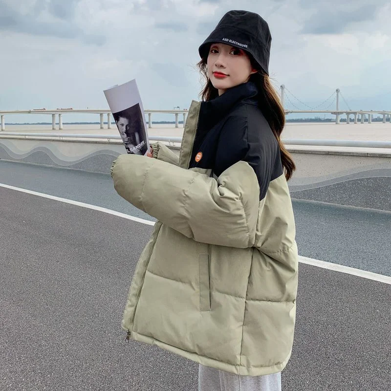 2023 New Women Down Cotton Coat Winter Bread Jacket Female Short Parkas Loose Thick Warm Outwear Solid Color Simplicity Overcoat