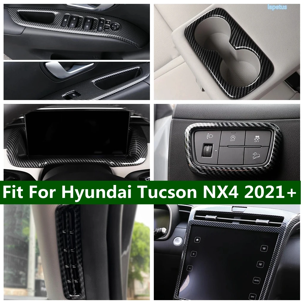 

ABS Carbon Head Light Lamp Pillar A Air Outlet AC Vent Decor Frame Cover Trim For Hyundai Tucson NX4 2021 - 2023 Car Accessories