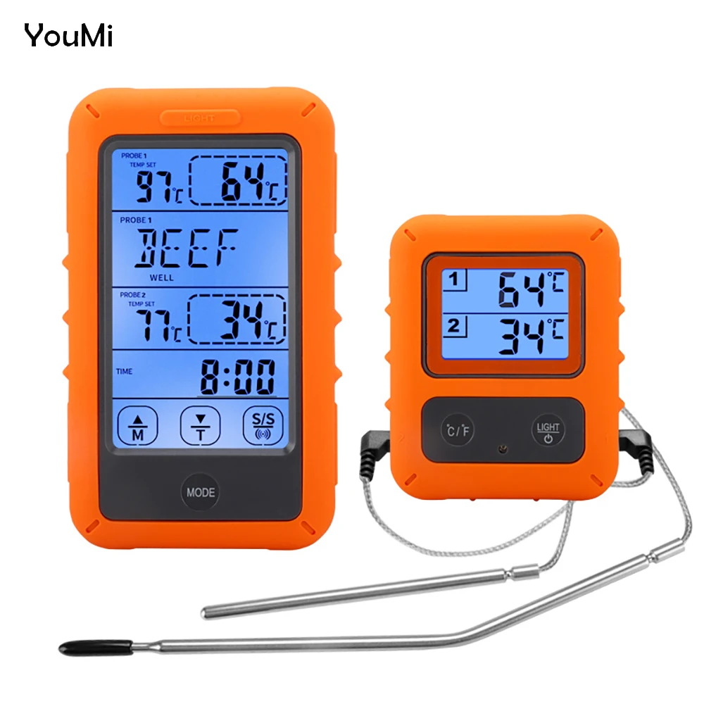 

YouMi YM41 100M Wireless Backlight Display Dual Probes Digital Kitchen Cooking Oven Meat Thermometer For BBQ With Alarm Function