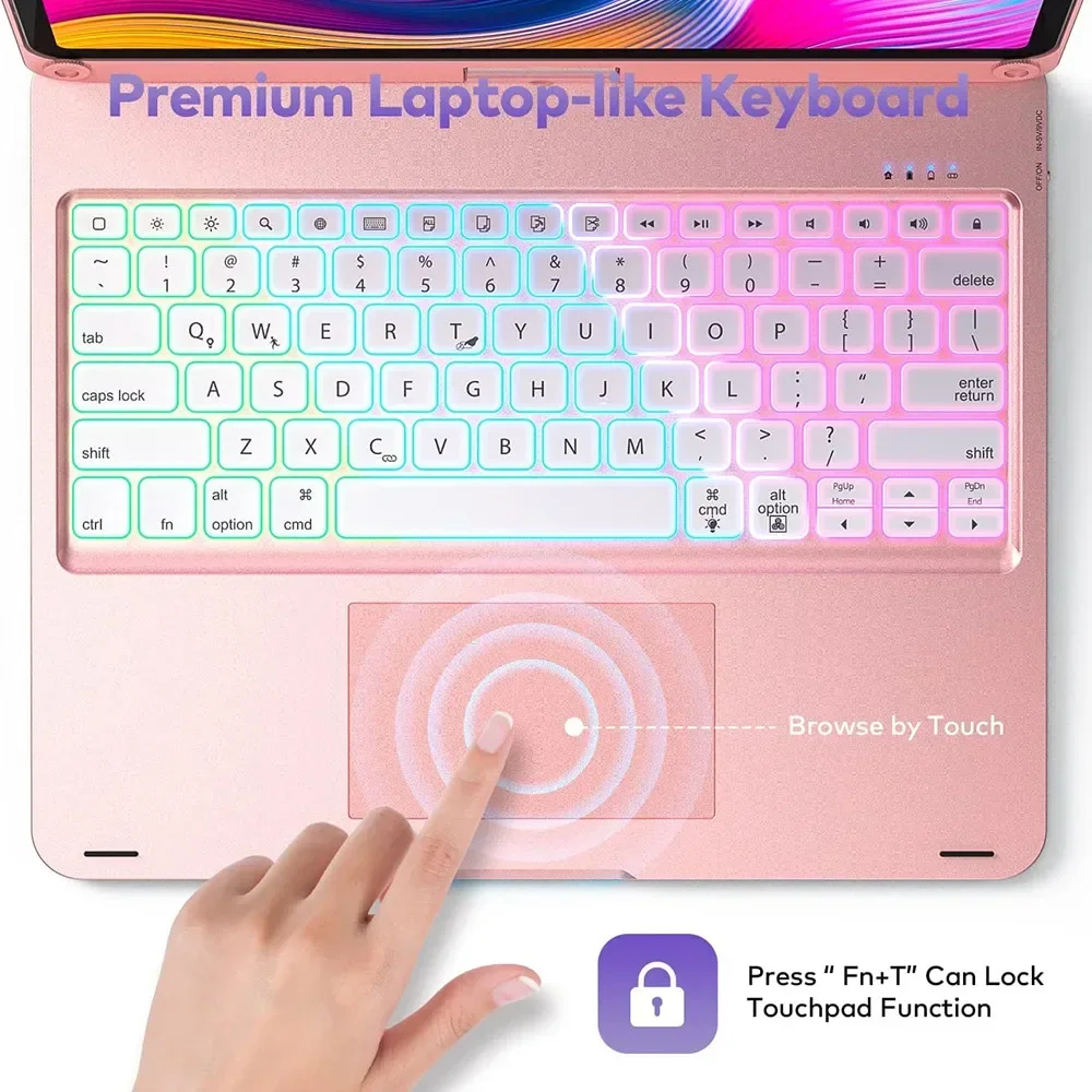 Rotate Backlit Touchpad Keyboard Case for iPad 10th Pro 11 Air4 Air5 10.9 iPad 10.2 Air 3 10.5 Pro 12.9 Swivel iPad Keyboard