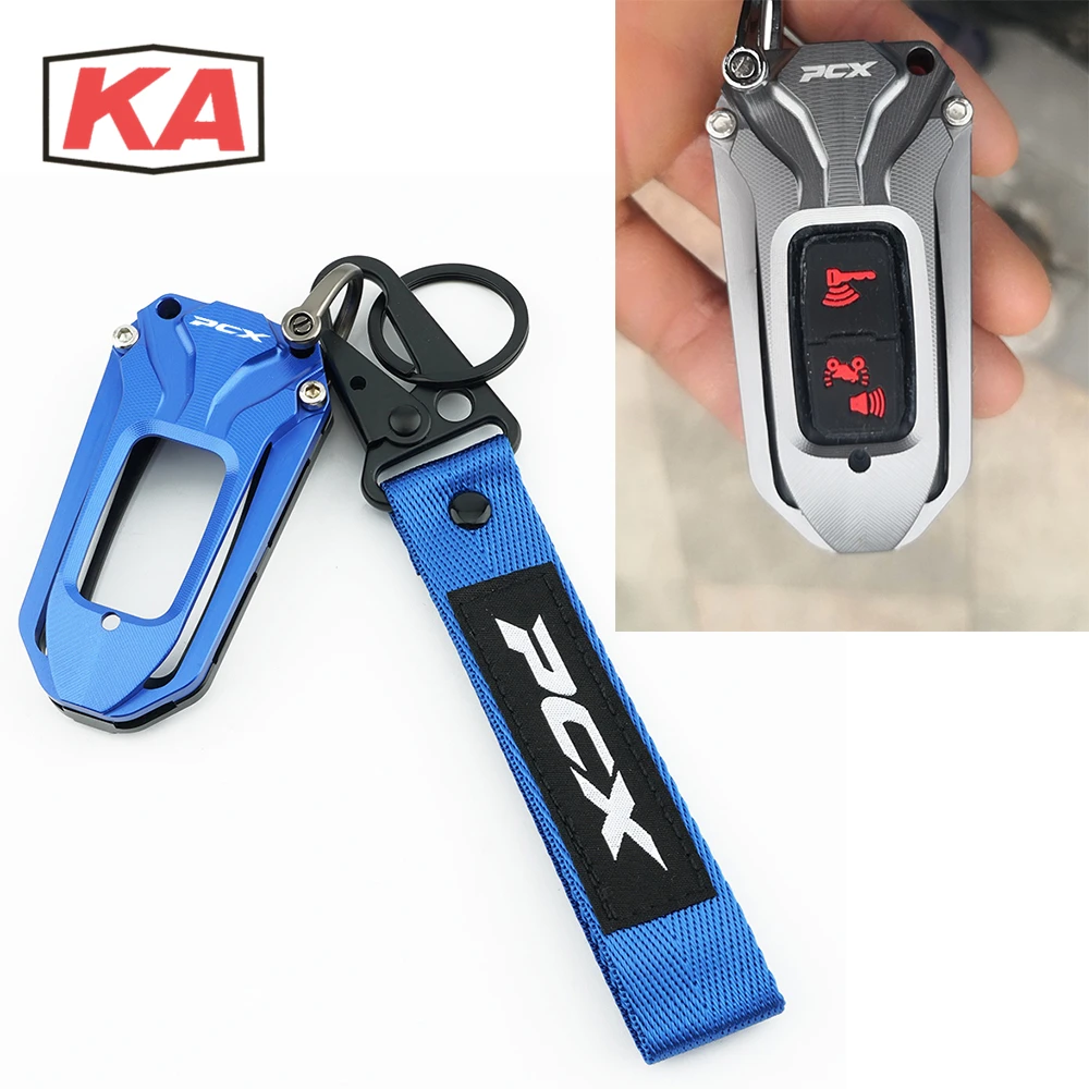 Motorcycle Accessories For PCX 125 150 160 PCX160 PCX125 2021-2022 CNC Aluminum Key Cover Case Shell & Embroidery Badge Keyring