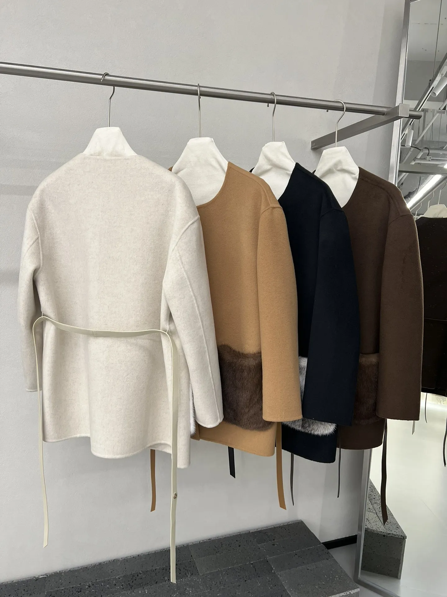 秋冬高級コート 秋冬新作 ブルーミンク ミンクファー襟付き カシミヤウールコート レディース