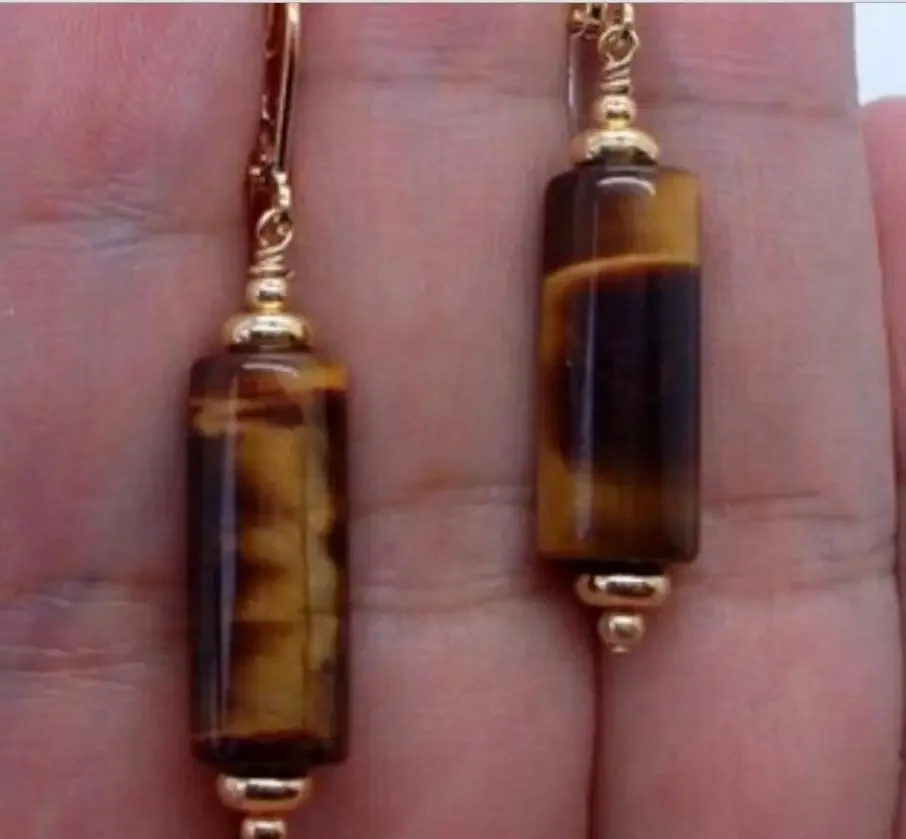 

Hot selling New Fashion Smooth Brown Tiger Eye Stone Natural stone Earrings -Bride jewelry gem