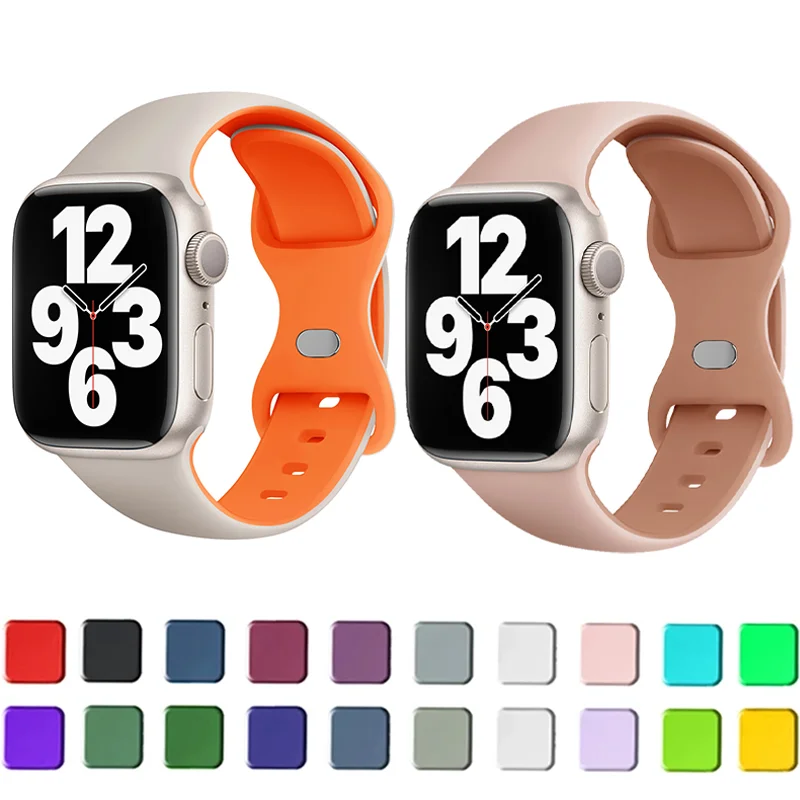 

Silicone Strap For Apple Watch Band 45mm 40mm 44mm 41mm 42 mm Sport Engraved bracelet iwatch series 9 8 7 se 4 5 6 ultra 2 49mm