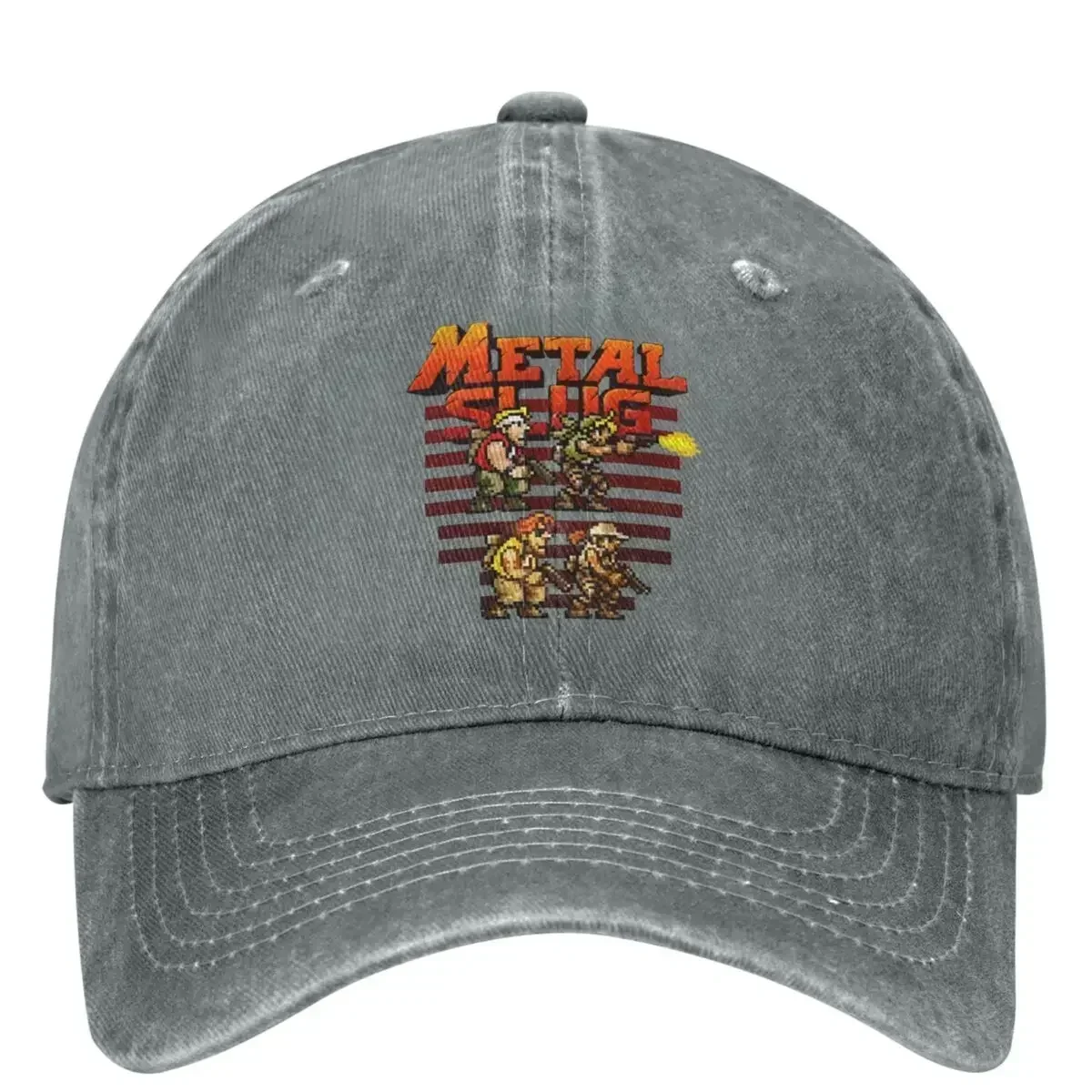 Fashion Metal Slug Baseball Caps For Men Women Distressed Washed Snapback Cap Pixel Game Fan Outdoor Running Golf Hats Cap