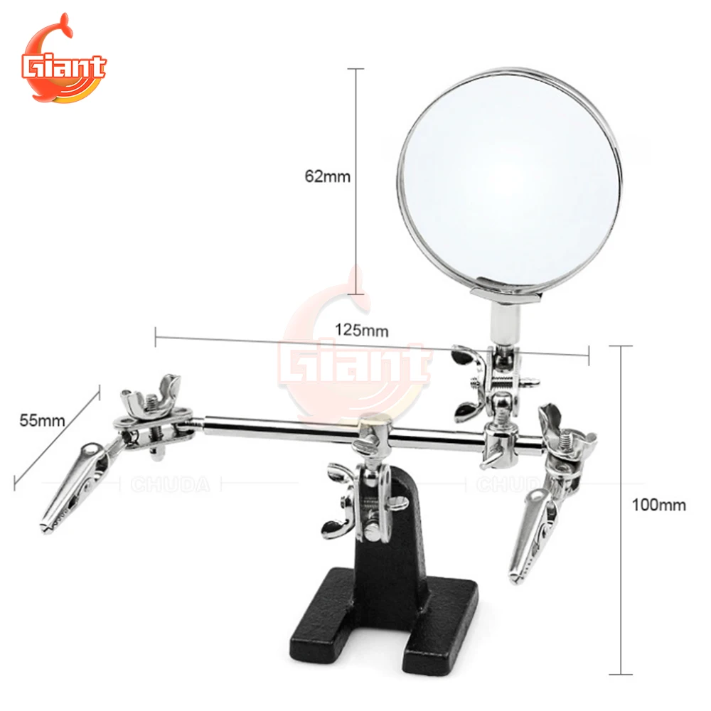 Portable Magnifier Soldering Station Adjustable 5X Magnifying Glass Auxiliary Clamp Soldering Stand Welding Rework Repair Tools