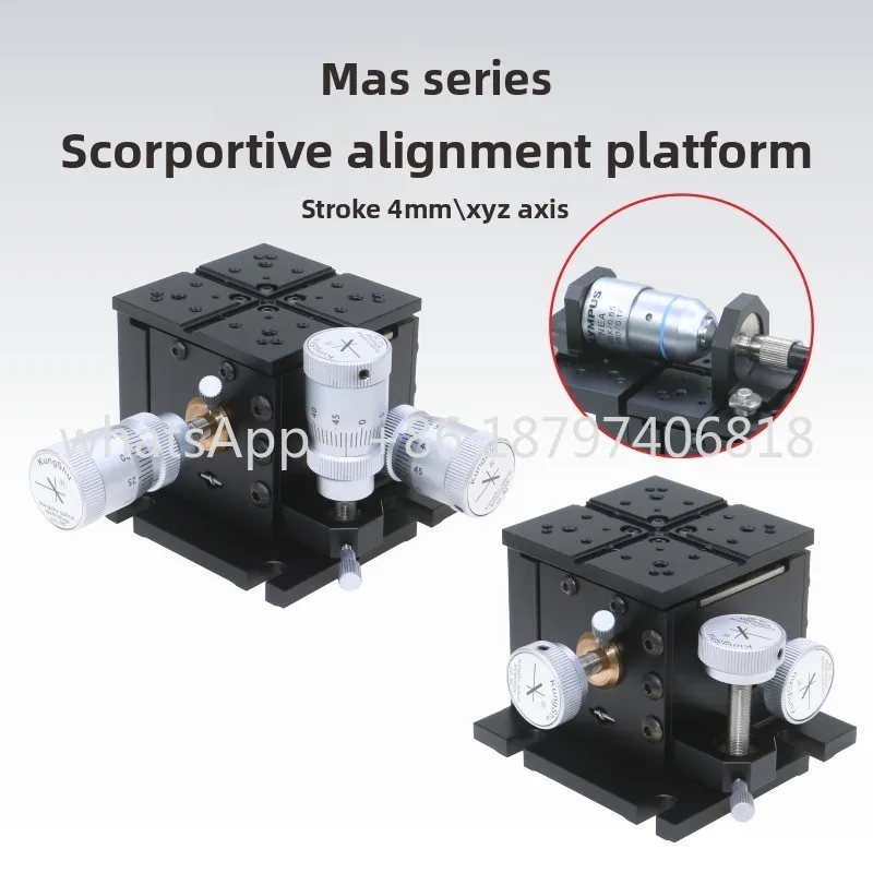 MAS Series Flexible Alignment Platforms\ XYZ Stroke 4mm\ For Fiber Coupling Systems