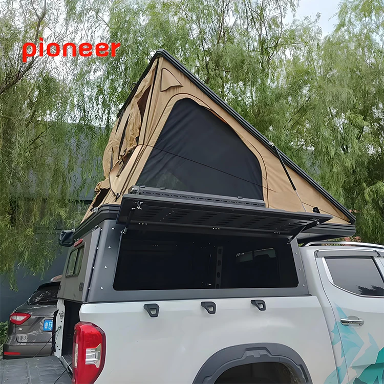 Wholesale Aluminum Full-size 3-door Hiking Outdoor Car Rooftop Tent Triangle Car Roof Top Tent Pickup Camper