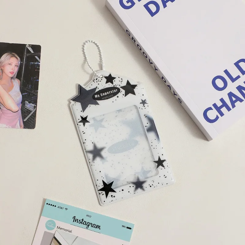 Korean Ins Trend Star Card Holder Kpop 3 Inch Photo Card Case with Transparent Display Windows Cute Girl ID Card Storage Pendant