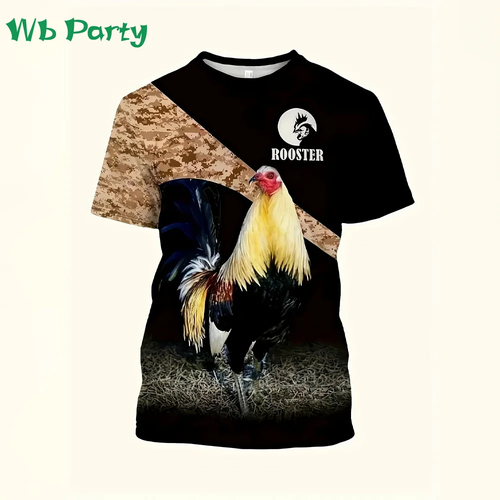 Roosters Print Clothes Men Graphic T shirts Men 3D Print T-shirt Short Sleeve Tee Roosters Shirts Graphic Tee Oversized T-shirt