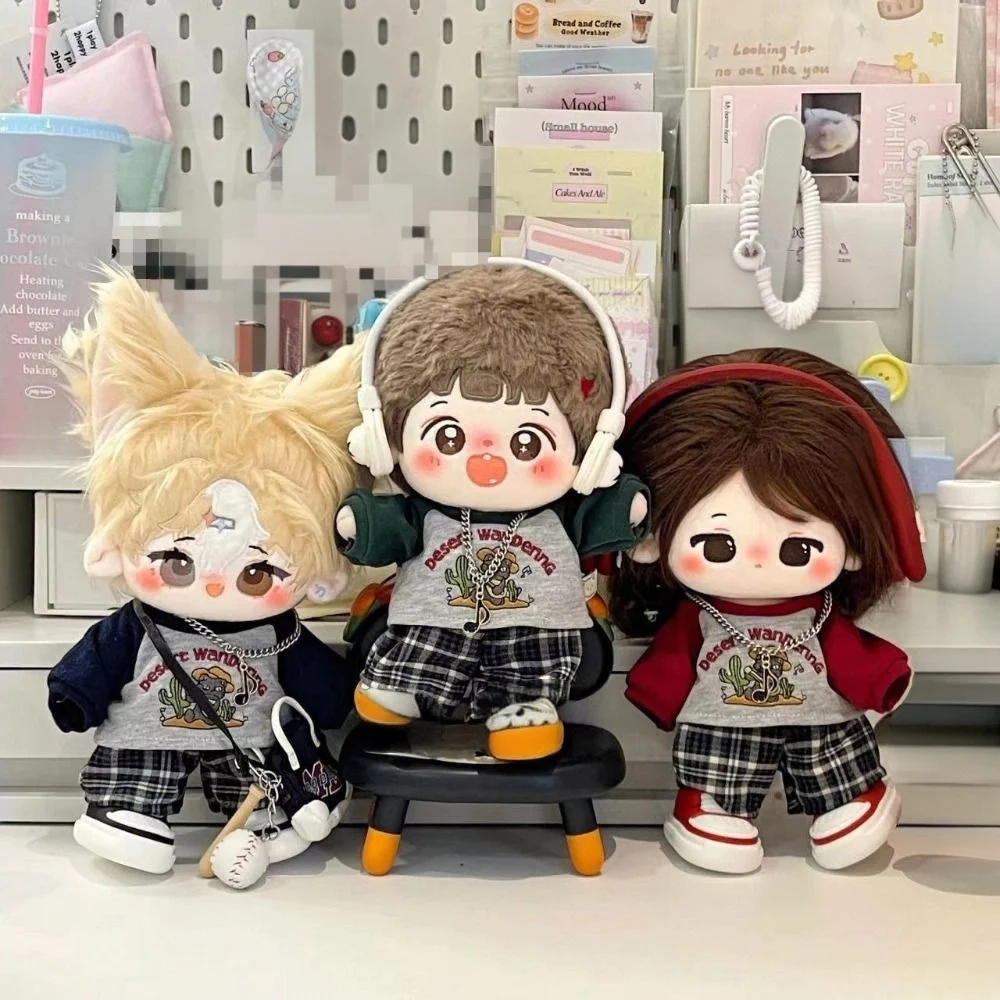 20CM Cotton Doll Clothes T-shirt Shorts Set with Necklace Cute Lovely Doll Suit Dress up DIY Doll Accessories Kids Toys