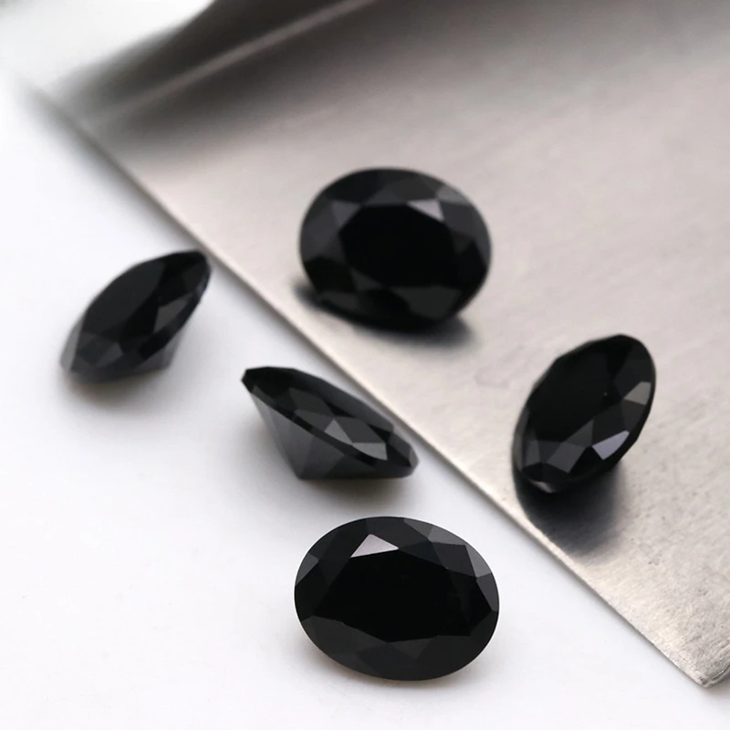 

High Quality AAAAA Egg-Shaped Black nano 2X3mm-8X10mm Gem DIY Inlaid With Various Ornaments Supplies Jewelry Making