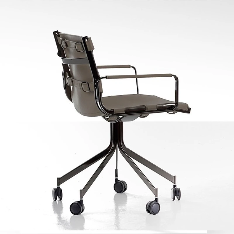 

Saddle leather armrest office chair