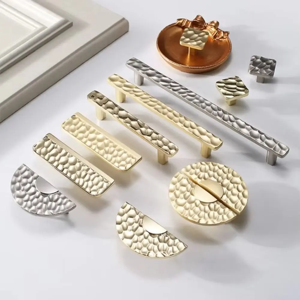 

Retro Push-pull Door Handle Unique Line Design Golden Hammer Pattern Zinc Alloy Furniture Door Knob High Quality