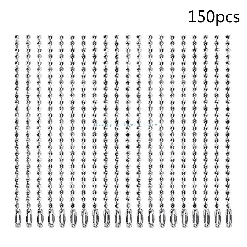 

R9JE Pack of 150 Ball Bead Chain Nickel Plated Ball Chain Necklace 1.5mm Bead Adjustable Pull Chain Extension Beaded Chain
