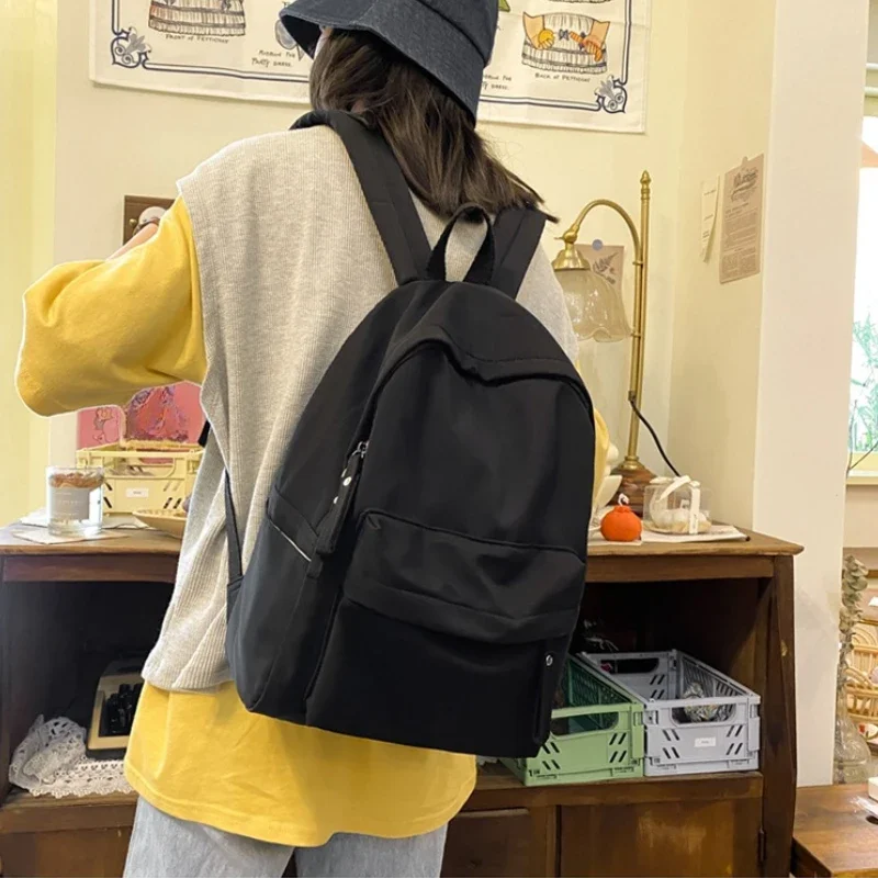 

Fashion Backpack Canvas Women Backpack Simple Solid Color Shoulder Bags New School Bag Girls Bookbag School Backapck Female