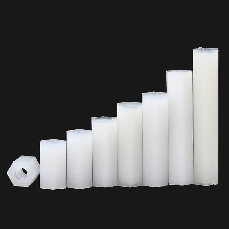 M2 M2.5 M3 M4 M5 Distanziatore in nylon esagonale Palo distanziatore a testa piatta Doppio passaggio Colonna di supporto isolata in plastica di nylon Scheda PC Perno distanziatore