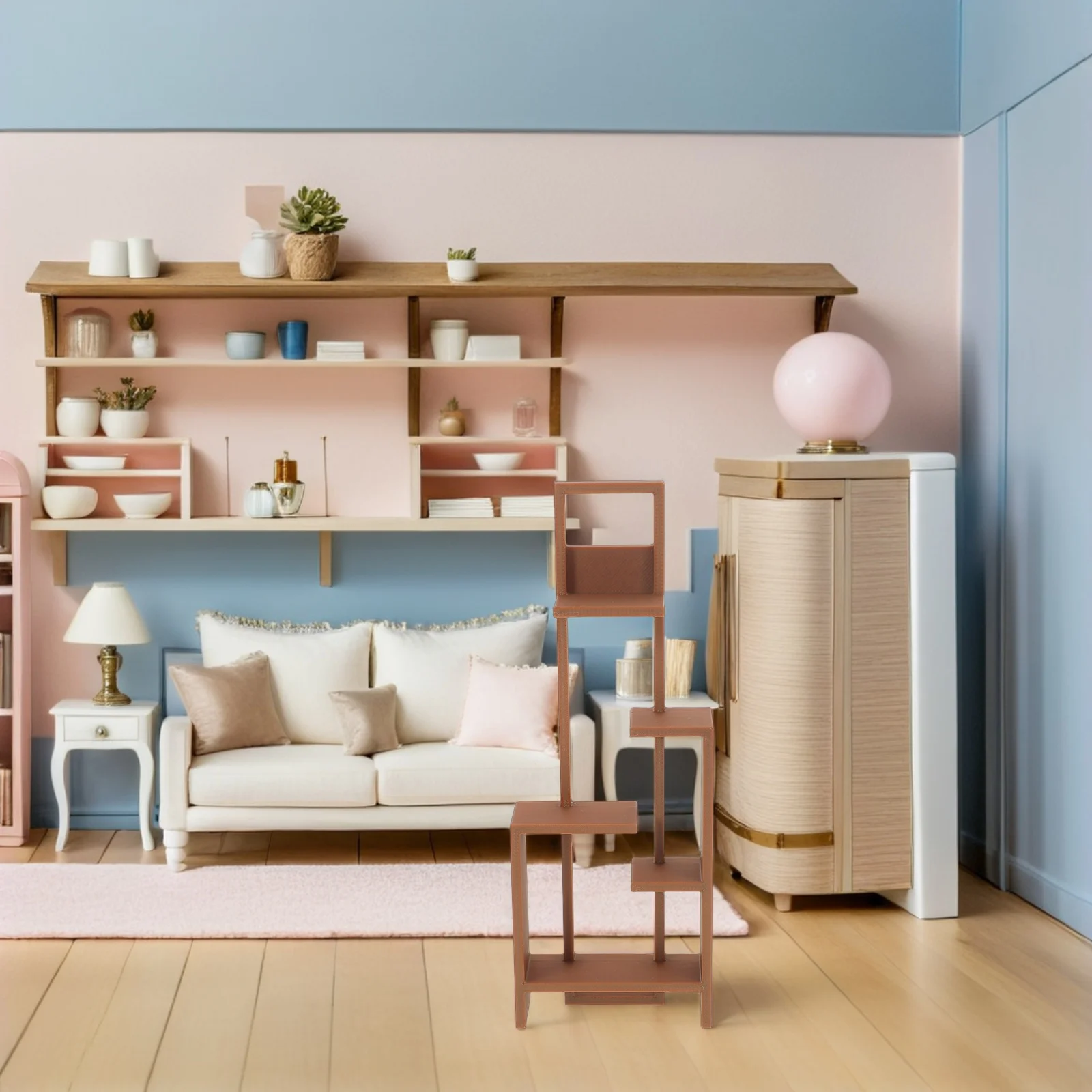 

Dollhouse Mini Bookcase 1:12 Scale Realistic Texture Multi-Tiered Shelves for Organizing Collectibles and Accessories