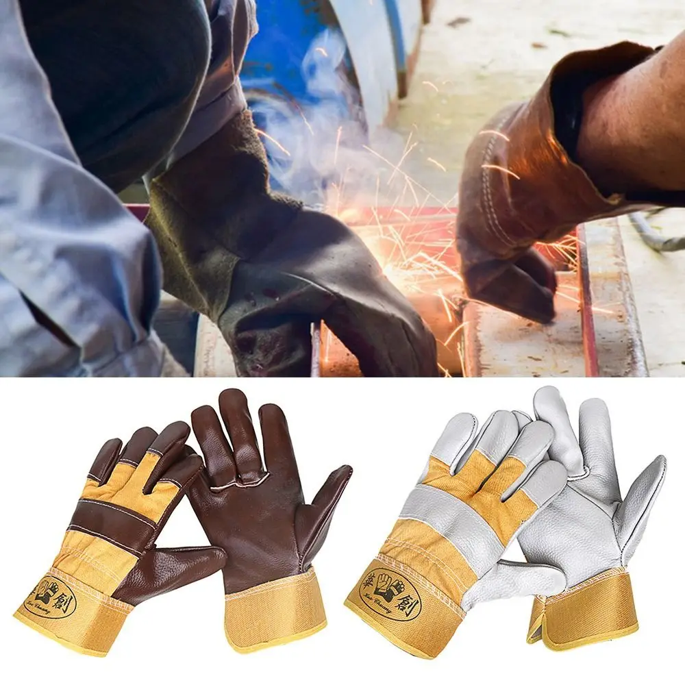 

Durable Grey&yellow Welding Gloves Flame Retardant Leather Heat-Resistant Glove Comfortable Antiskid Work Safe Gloves Workplace