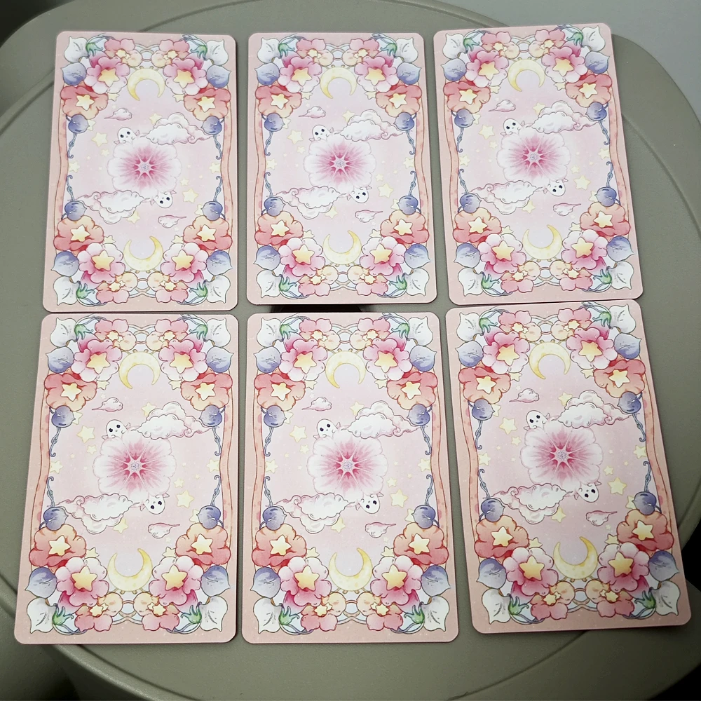 Orchid Valley Tarot Cartoon Tarot for Spiritual Guidance & Moonlit Ghosts Insights - with Guidebook Pink Gilded Edges 10.3*6cm
