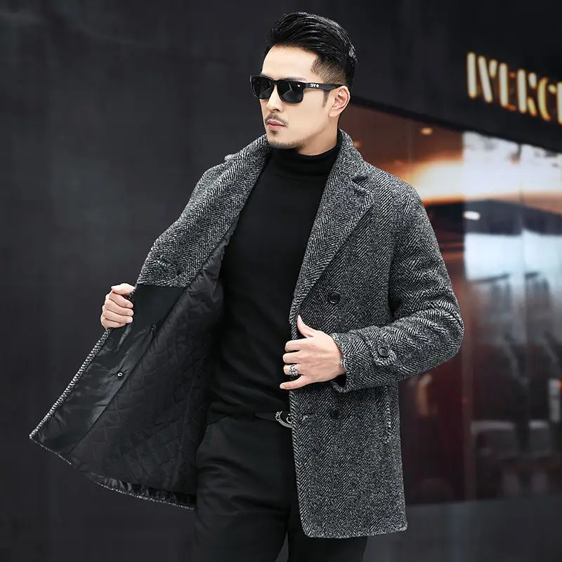 

2022 Autumn Winter Wool Fur Coat Men Thick Warm Clothes Lapel Collar Fashion Jackets Natural Lamb Fur Shearling Outerwear O20