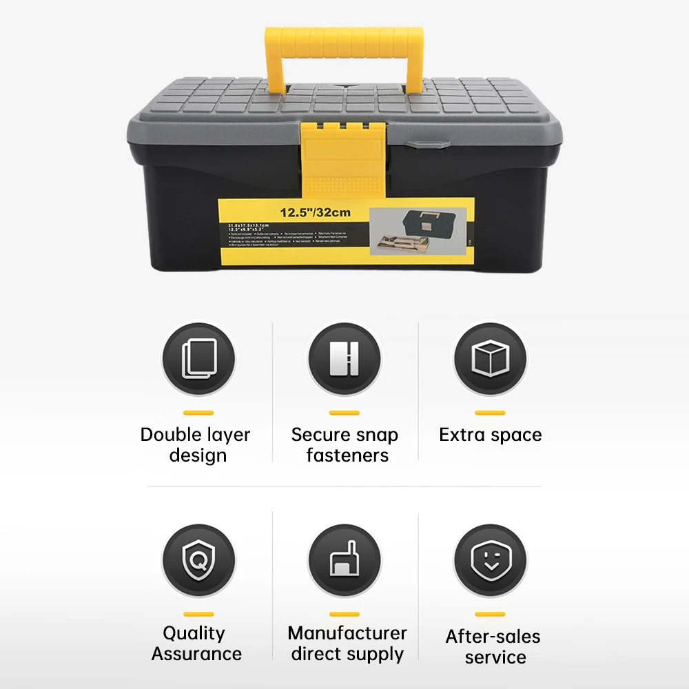 Caja de herramientas de Hardware, caja de herramientas de almacenamiento de plástico multifuncional, Maleta organizadora gruesa de gran capacidad