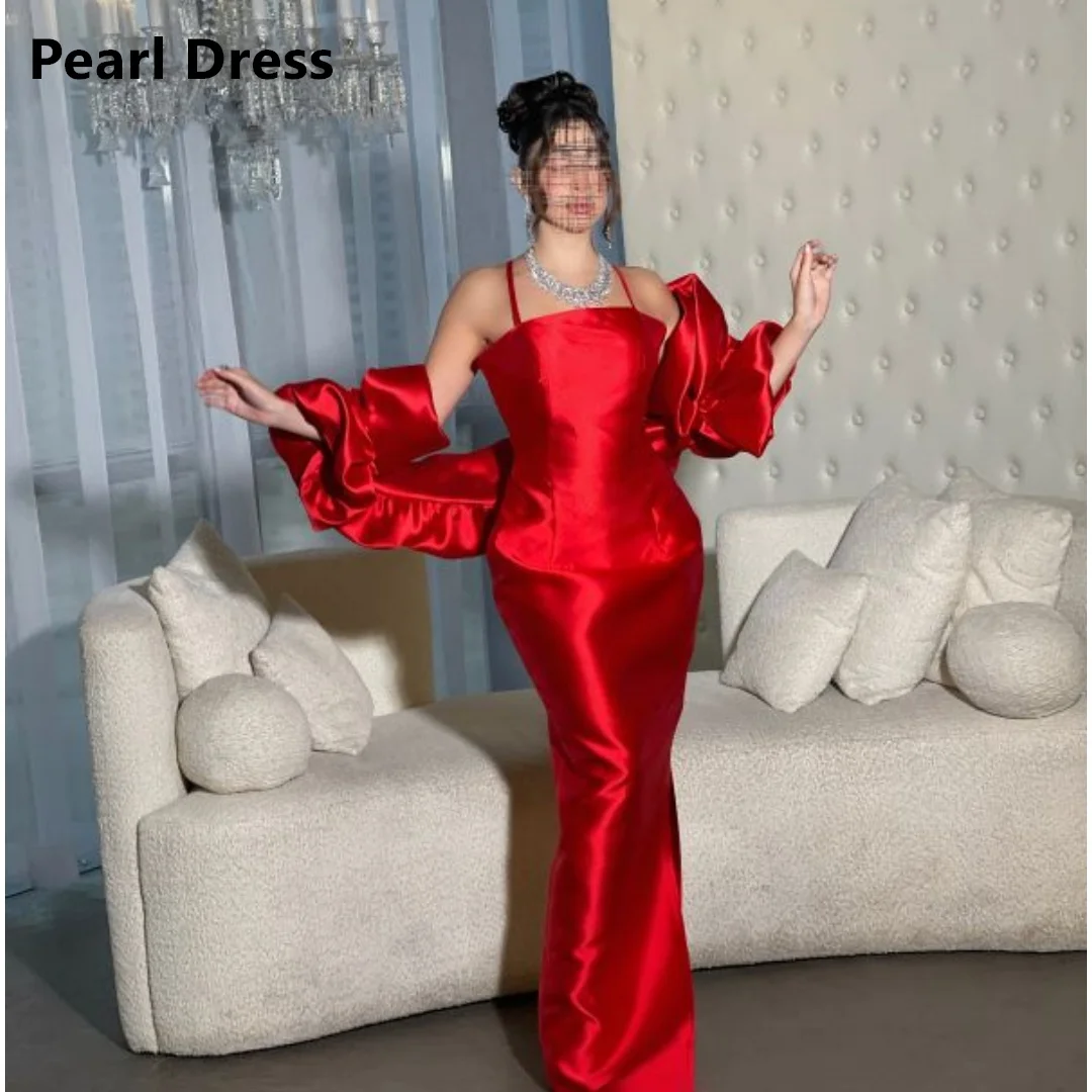 

Pearl Custom Made Graduation Dresses for Special Occasions Fish Tail Spaghetti Straps Evening Dresses Women Elegant Satin Dress