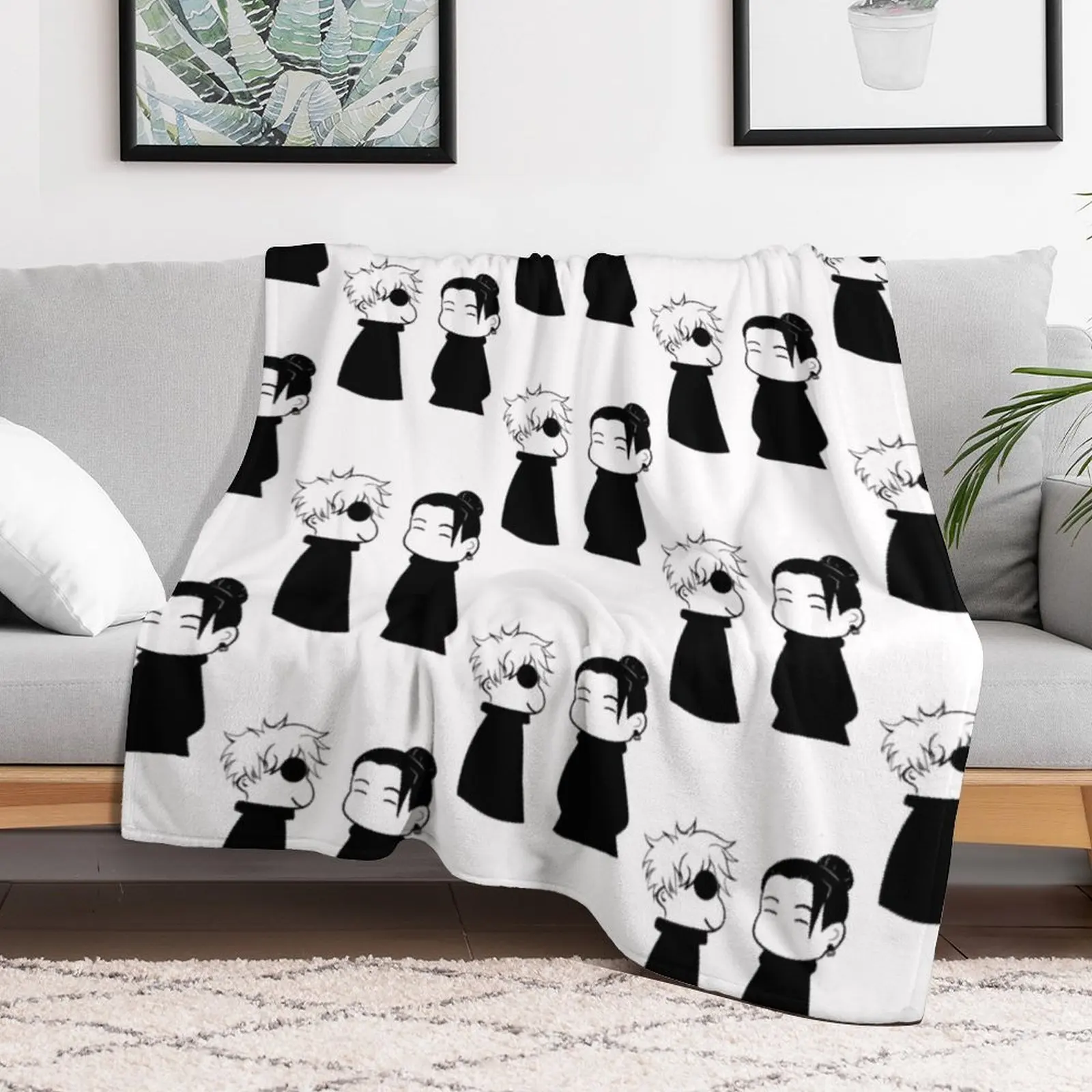 

low quality geto suguru and gojo satoru Throw Blanket Decorative Beds Quilt Cute Plaid Blankets