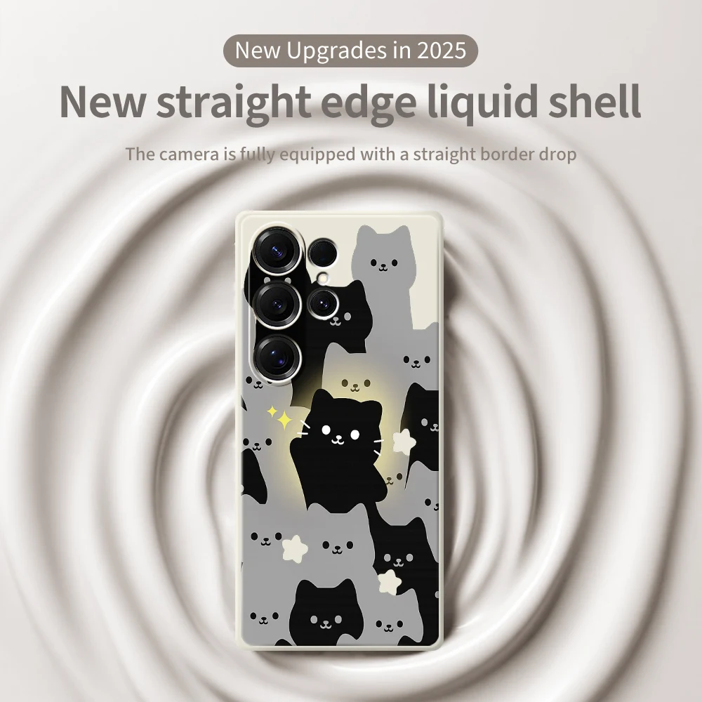 귀여운 고양이 폰 케이스 삼성 갤럭시 S25 S24 S23 S22 S21 S20 울트라 플러스 S10 S20 FE S21FE S23FE S24 FE 5G 실리콘 커버