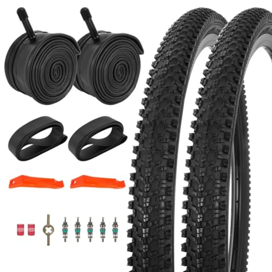 

24/ Folding Replacement Bicycle Tires with Tire Levers and Tire Liners 24''/26'' Mountain Bike Tire and Inner Tube for MTB Off-