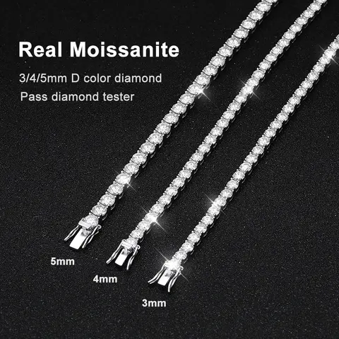 Factory Price D VVS1 Moissanite Tennis Bracelet 925 Silver Single Row Classics with Bracelets for Women Man Jewelry