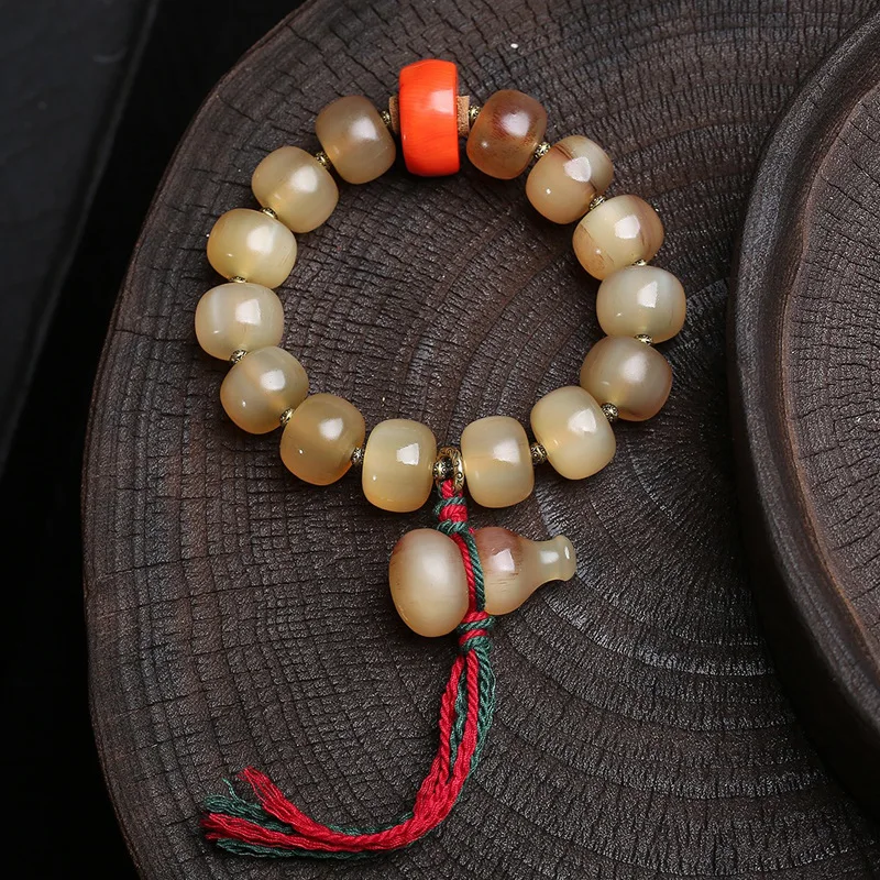 

Браслет из бисера с овечьим рогом, один круг, культурная тыква, коралловый аксессуар, модные универсальные буддийские бусины в этническом стиле