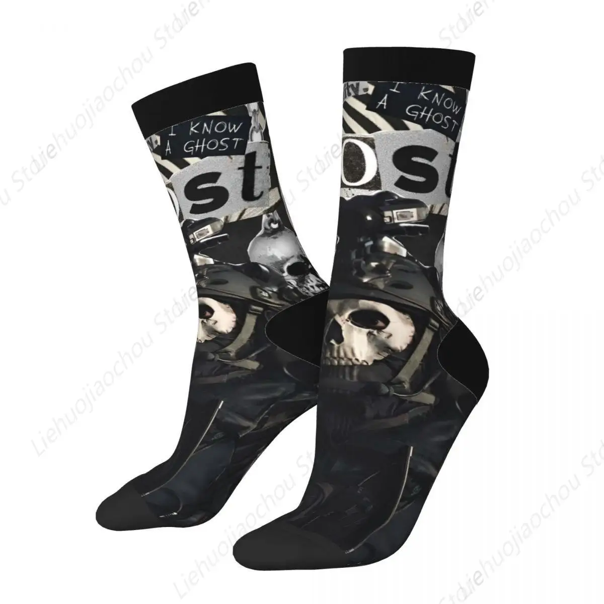 Cool Gothic Call Of Dutys Ghost Soccer Socks Game Polyester Crew Socks for Unisex