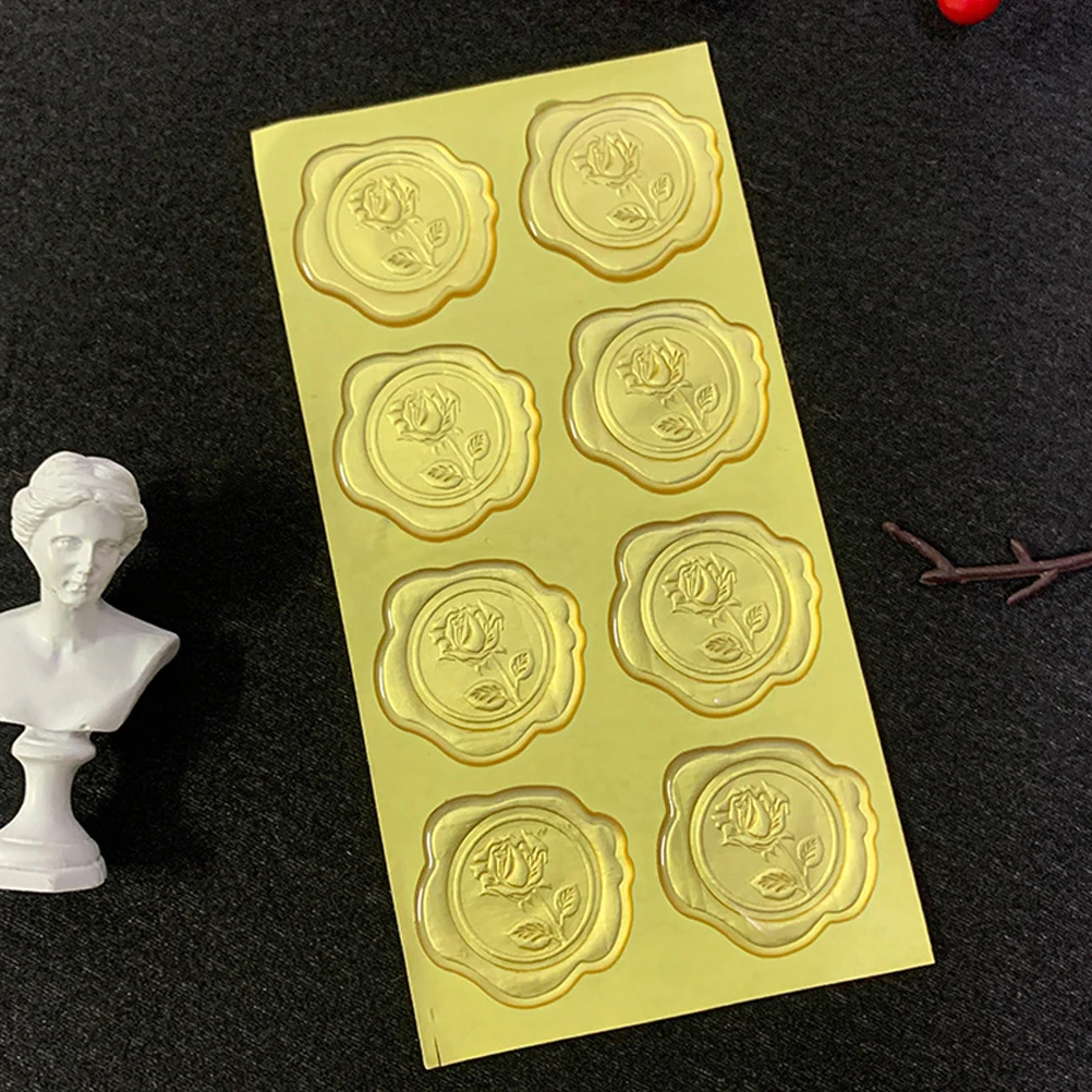 

20 Sheets Epoxy Stickers Transparent Gold Envelope Seals Wax Adhesive Lacquer Droplet Glue Decorative Crafts Birthday Cards