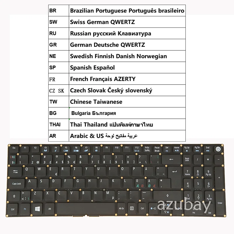 Imagem -01 - Teclado Suíço-alemão para Acer A31521g A31531 A51541g A51551 A515-51g A517-51 br Qwertz sp Nórdico tw bg Thai ar ru