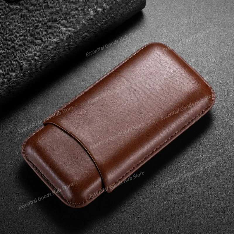1PCS Portable Cigar Box That Holds 3 Cigars Leather Wear Durable
