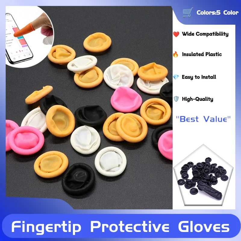 

Disposable Fingertip Protective Gloves 50~200Pcs Natural Rubber Non-slip Anti-static Latex Finger Cot Fingertip Cleaning Tools