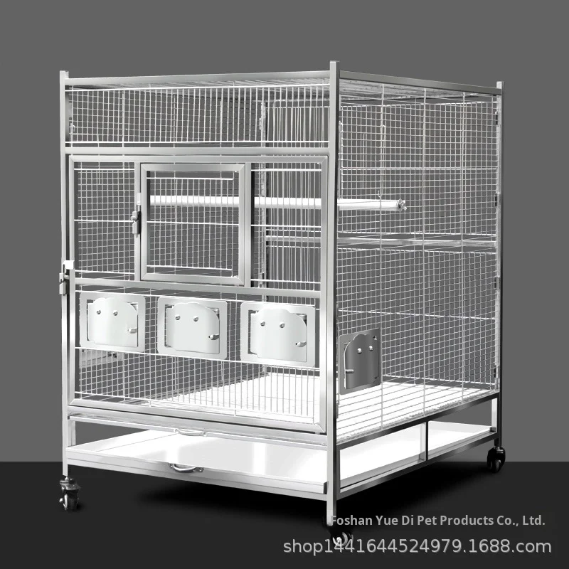304 Stainless Steel Solid Button Closure Super Large Parrot Bird Cage Eco-friendly Plastic Tray Pallet Pet Cage