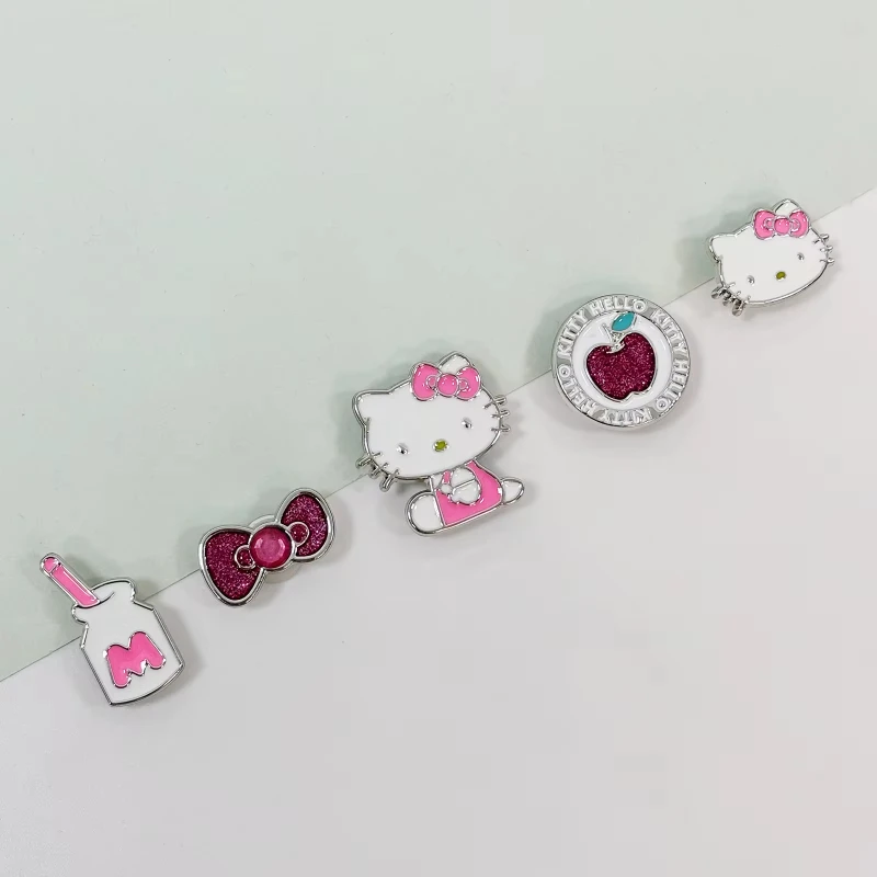 Miniso Hello Kitty Cute Cartoon Metal Shoe Charms Diy Creative Metal Pink Girl Anime Decoration For Kid Adult Friend Gift