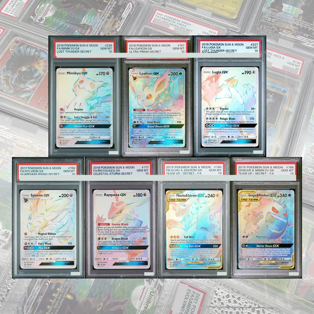 

Lost Thunder 2018 # 226 Full Art Mimikyu GX Secret DIY Proxy PTCG Гравированная коллекционная карта GEM MT 10 Карта Голографическая этикетка Подарки