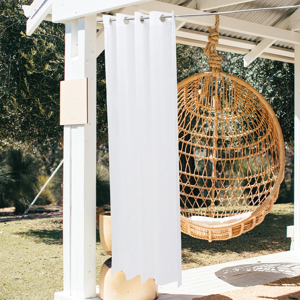 Alipis 2 قطعة ستائر خارجية مقاومة للماء بيضاء من البوليستر الشاش نافذة الشاشة ستائر الشمس ديكور شفاف #6