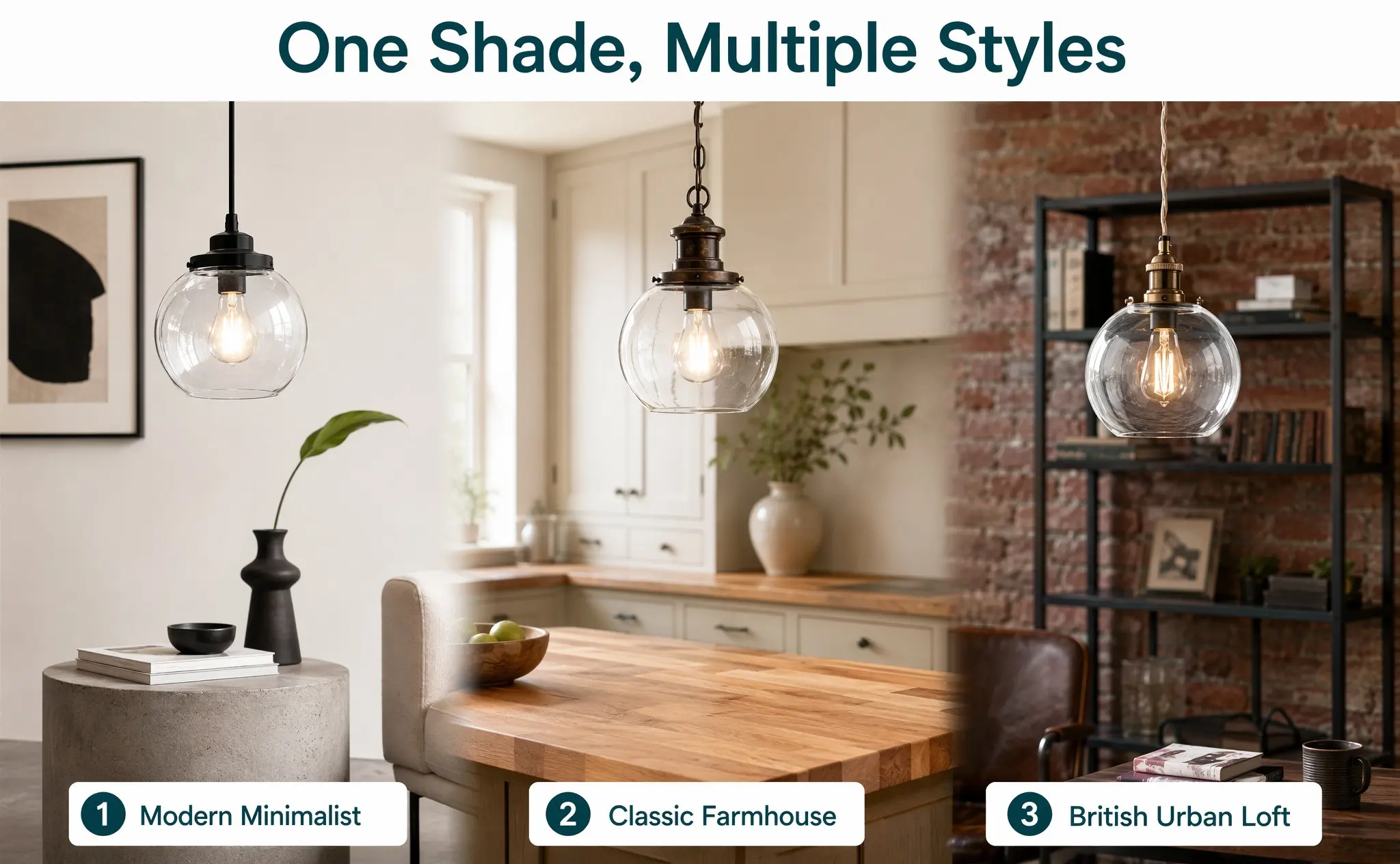 Clear Glass Globe Lamp Shade Round Dual Hole Design 45Mm Top 30Mm Bottom Opening Easy Install Replacement Shade for Pendant