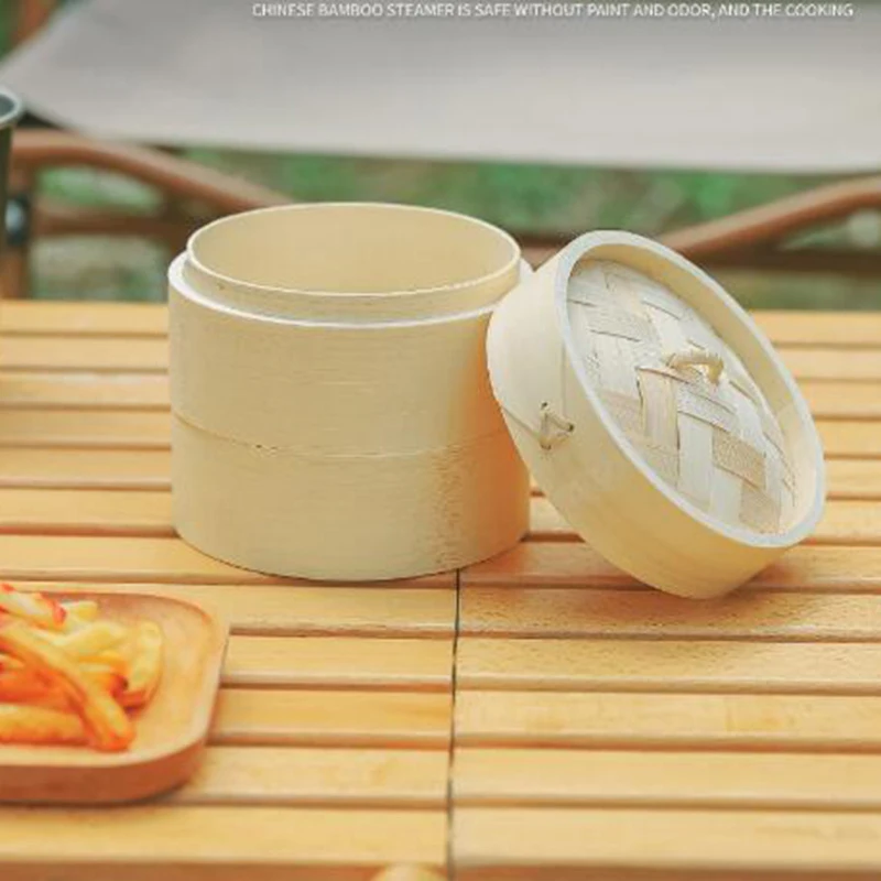 Bamboo Steamer Vegetable Basket Dimsum Soap Holder Dumplings Bao Bun Handmade Breakfast Home Cage With Lid Kitchen Cooking