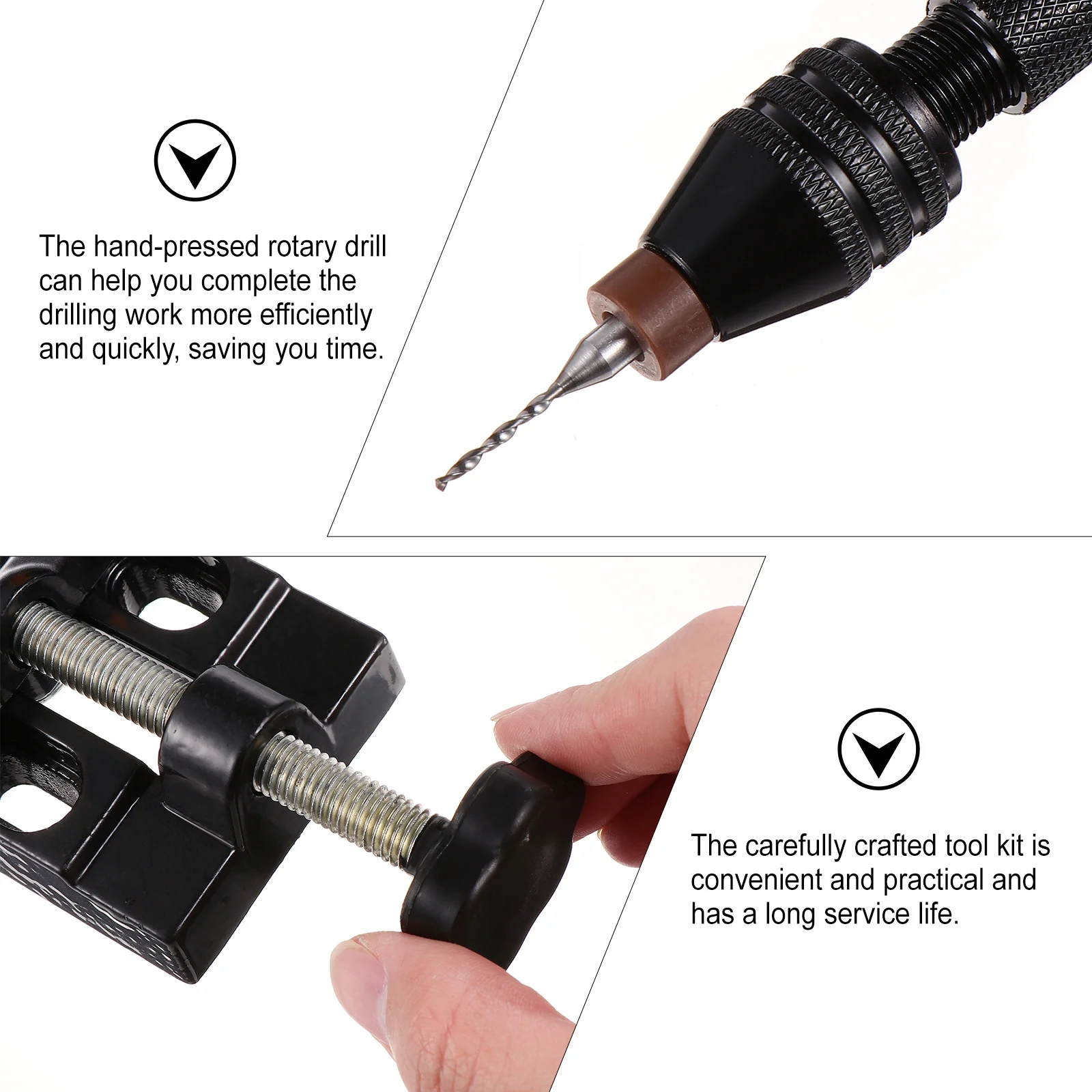 1Set Professional Hand Twists Drill Mini Drill Bit Kit Pin Vise Jewelry Woodworking Tools Durable Alloy Steel Pin Vise