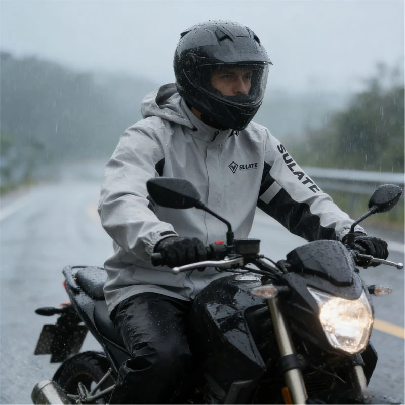 Waterproof Motorbike Rain Suit SULAITE Reflective Jacket Pants Breathable Gear Accessories For Men Women Motorcycle Riding Work