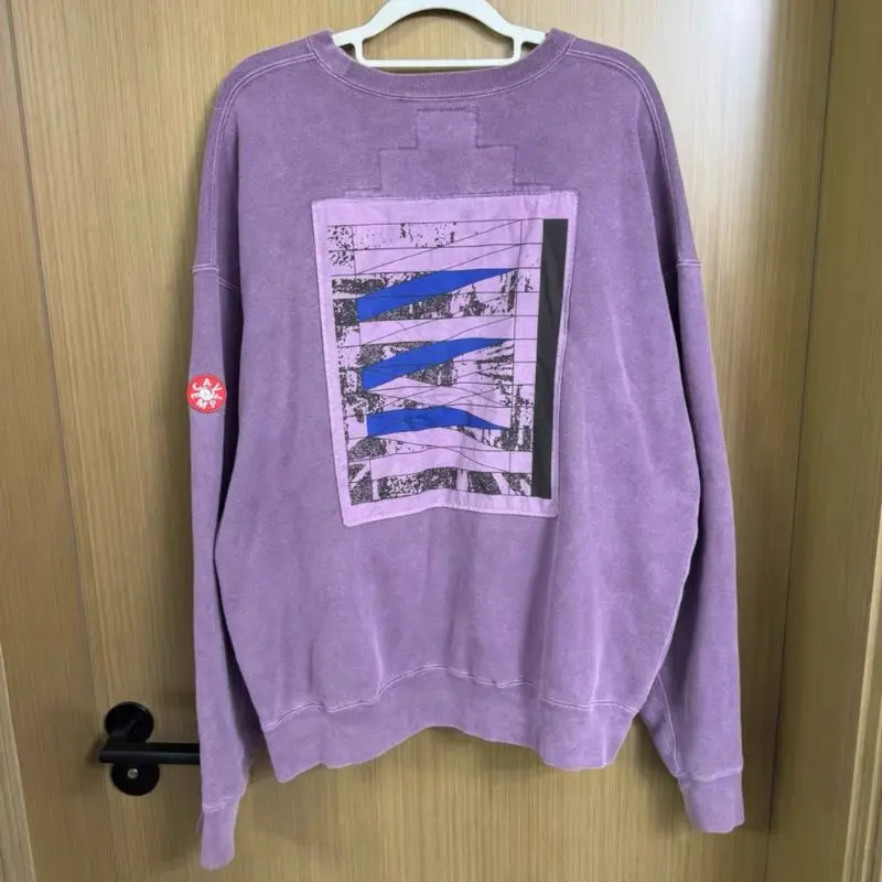 

Фиолетовые ретро-свитшоты CAVEMPT из плотного хлопка с восковым принтом, с двойными нашивками, пуловеры в стиле хип-хоп, уличная одежда оверсайз для мужчин и женщин, топы CE