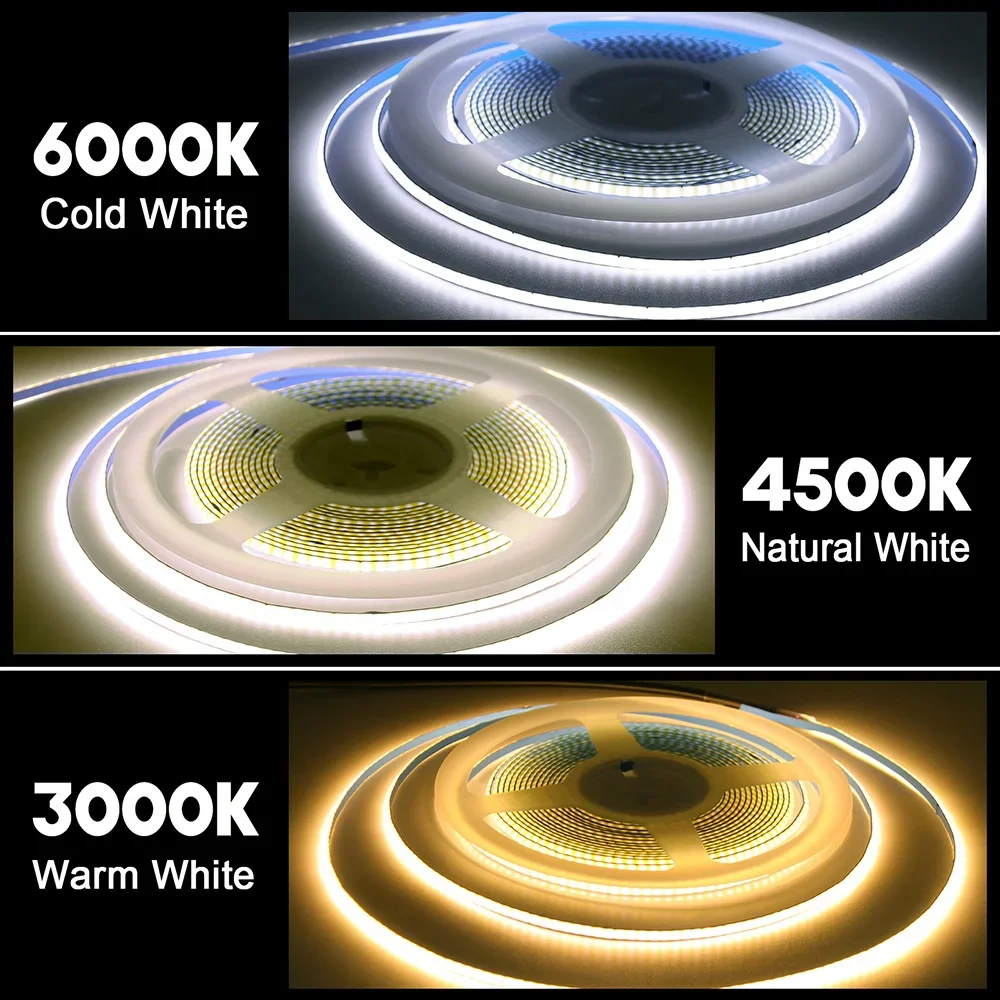 10M COB LED Strip DC12V/24V 480LEDs/M Ribbon High Density Linear Lighting Flexible Dream Color DIY Led Tape Lamp Home Decor