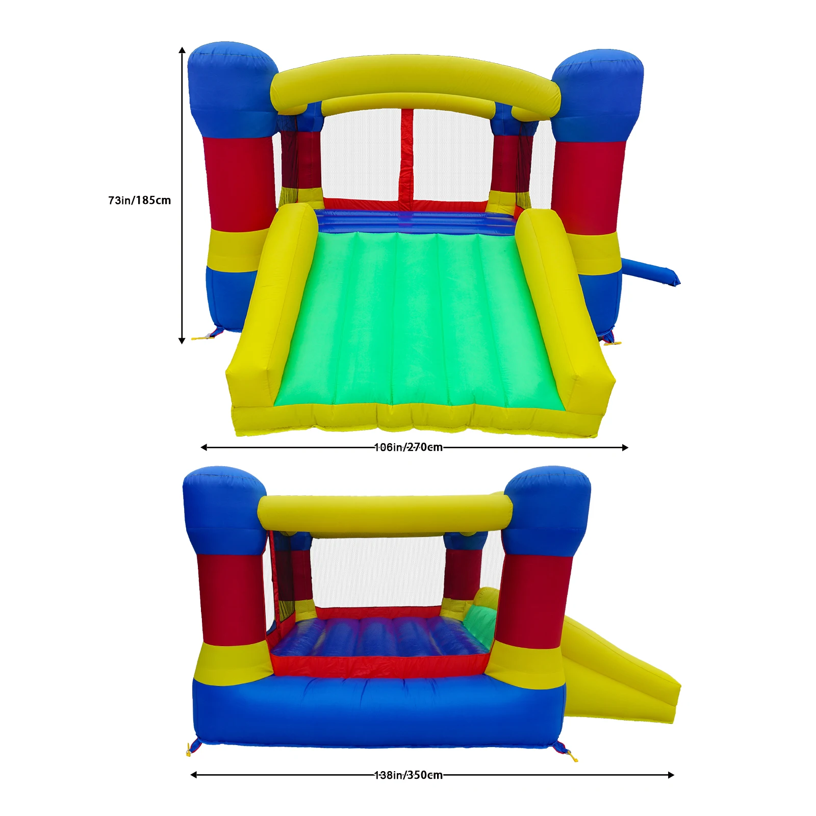 บ้านลมพร้อมสไลเดอร์, บ้านเด้งดึ๋งสำหรับเด็กอายุ 3-6 ปี ใช้ได้ทั้งในร่มและกลางแจ้ง, ผนังตาข่ายนิรภัย, ปราสาทลม 11.5'x9'