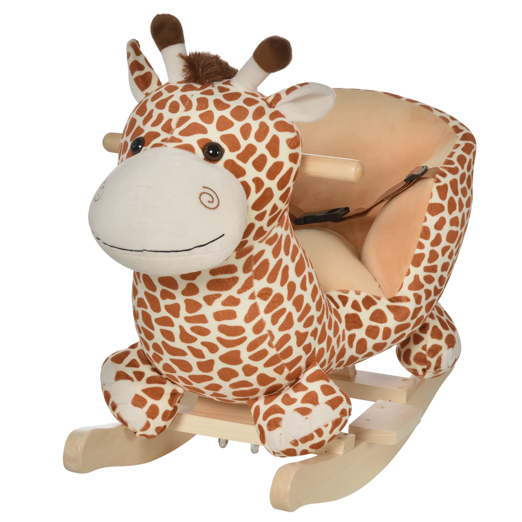 Homcom seeset patroon girafon Riembeveiligingsfunctie Muziek 32 nummers voor kinderen vanaf 18 maanden Bruin Beige